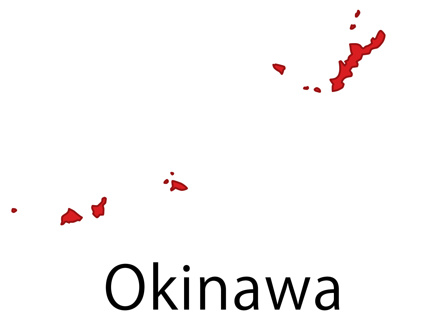 沖縄県無料フリーイラスト｜英語・都道府県名あり(赤)