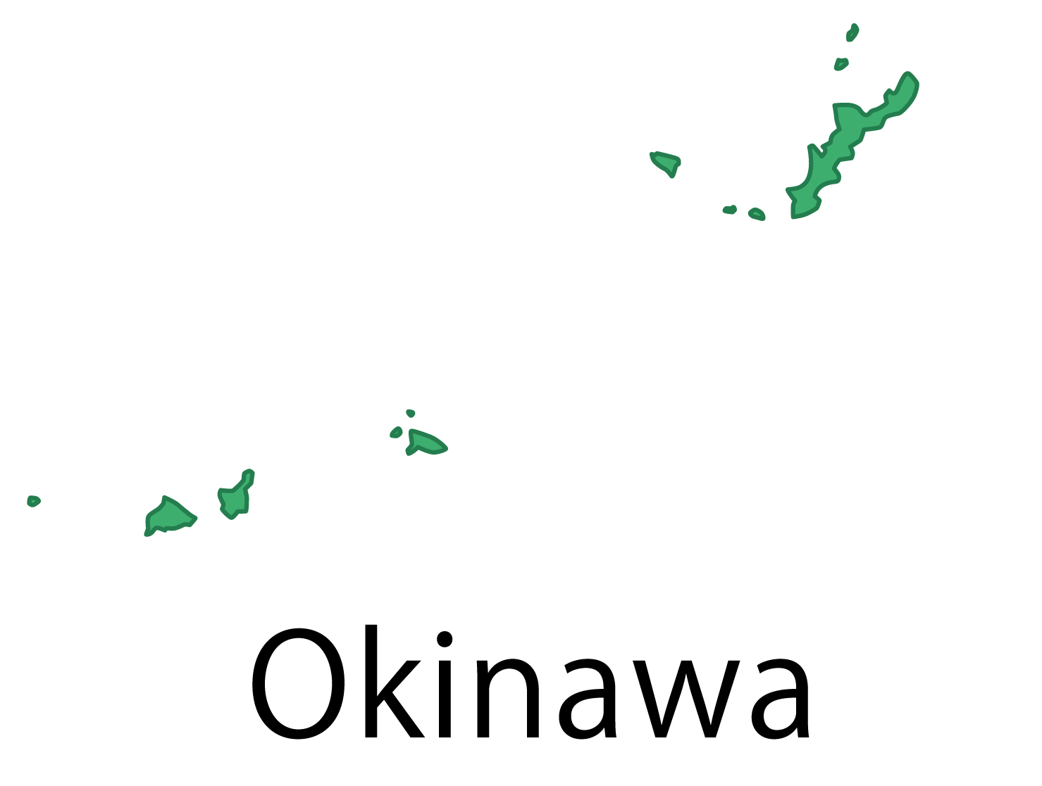 沖縄県無料フリーイラスト｜英語・都道府県名あり(緑)