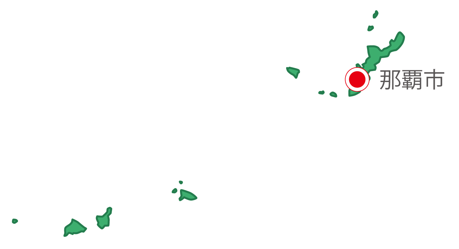 沖縄県無料フリーイラスト｜日本語・県庁所在地あり(緑)