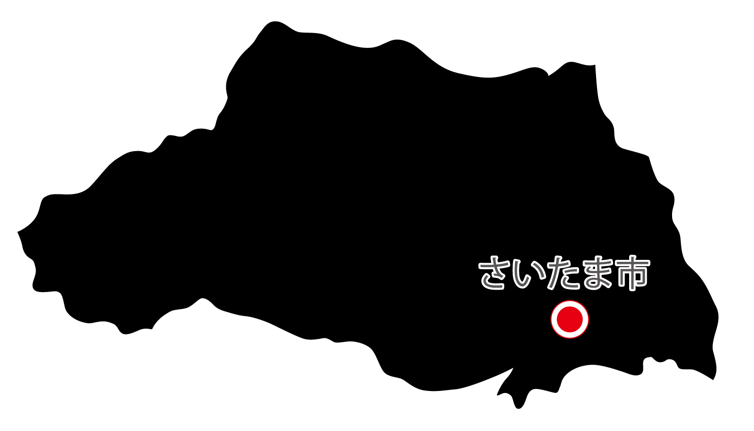埼玉県無料フリーイラスト｜日本語・県庁所在地あり(黒)