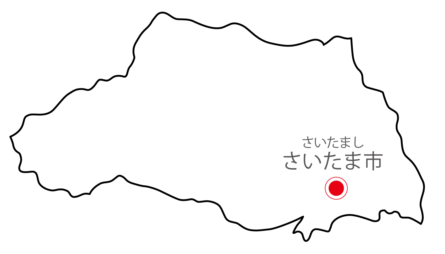 埼玉県無料フリーイラスト｜日本語・県庁所在地あり・ルビあり(白)