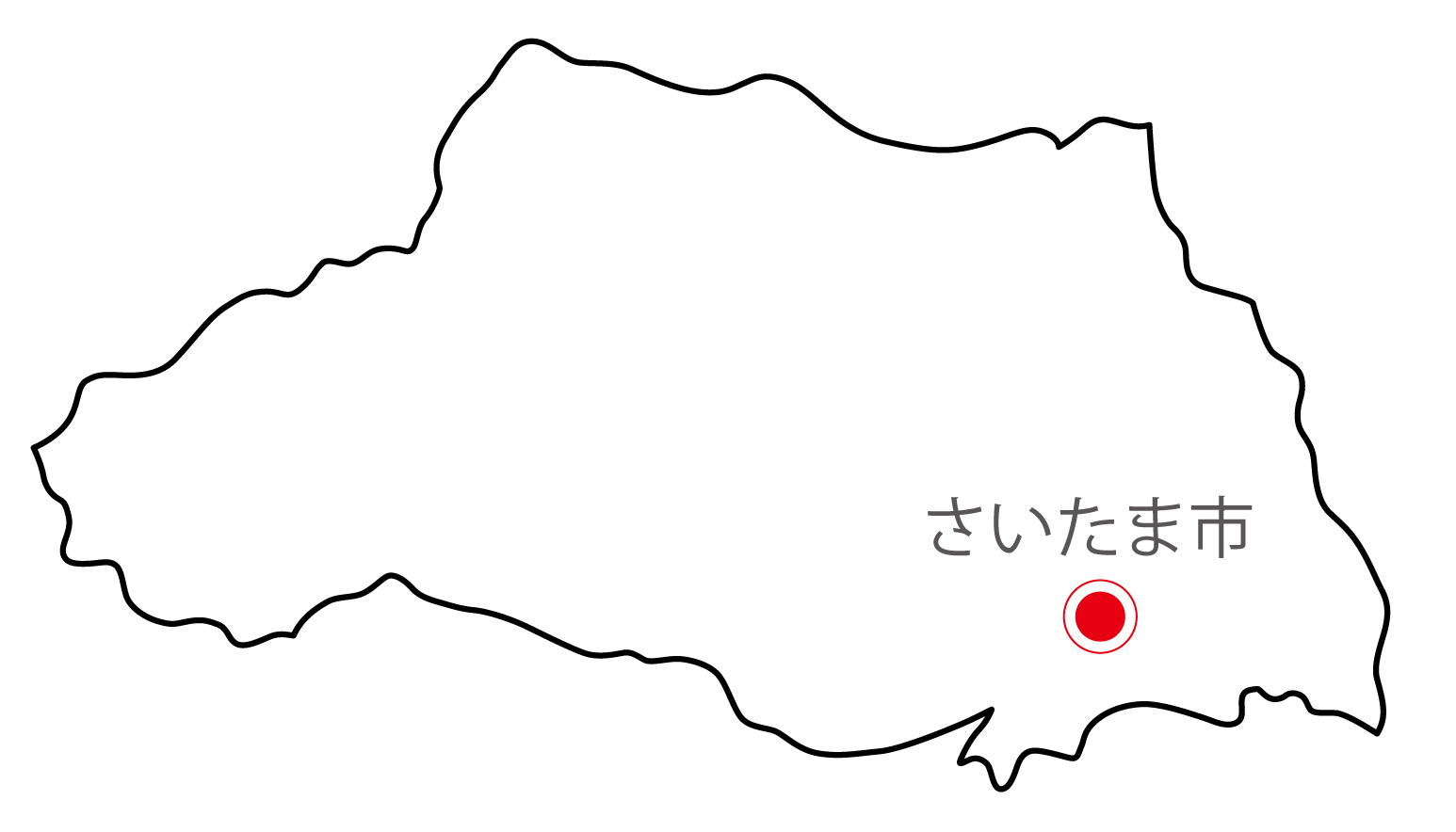 埼玉県無料フリーイラスト｜日本語・県庁所在地あり(白)
