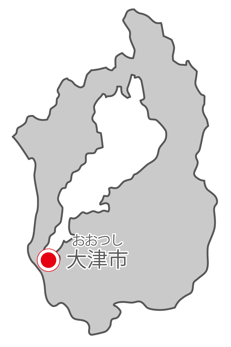 滋賀県無料フリーイラスト｜日本語・県庁所在地あり・ルビあり(グレー)