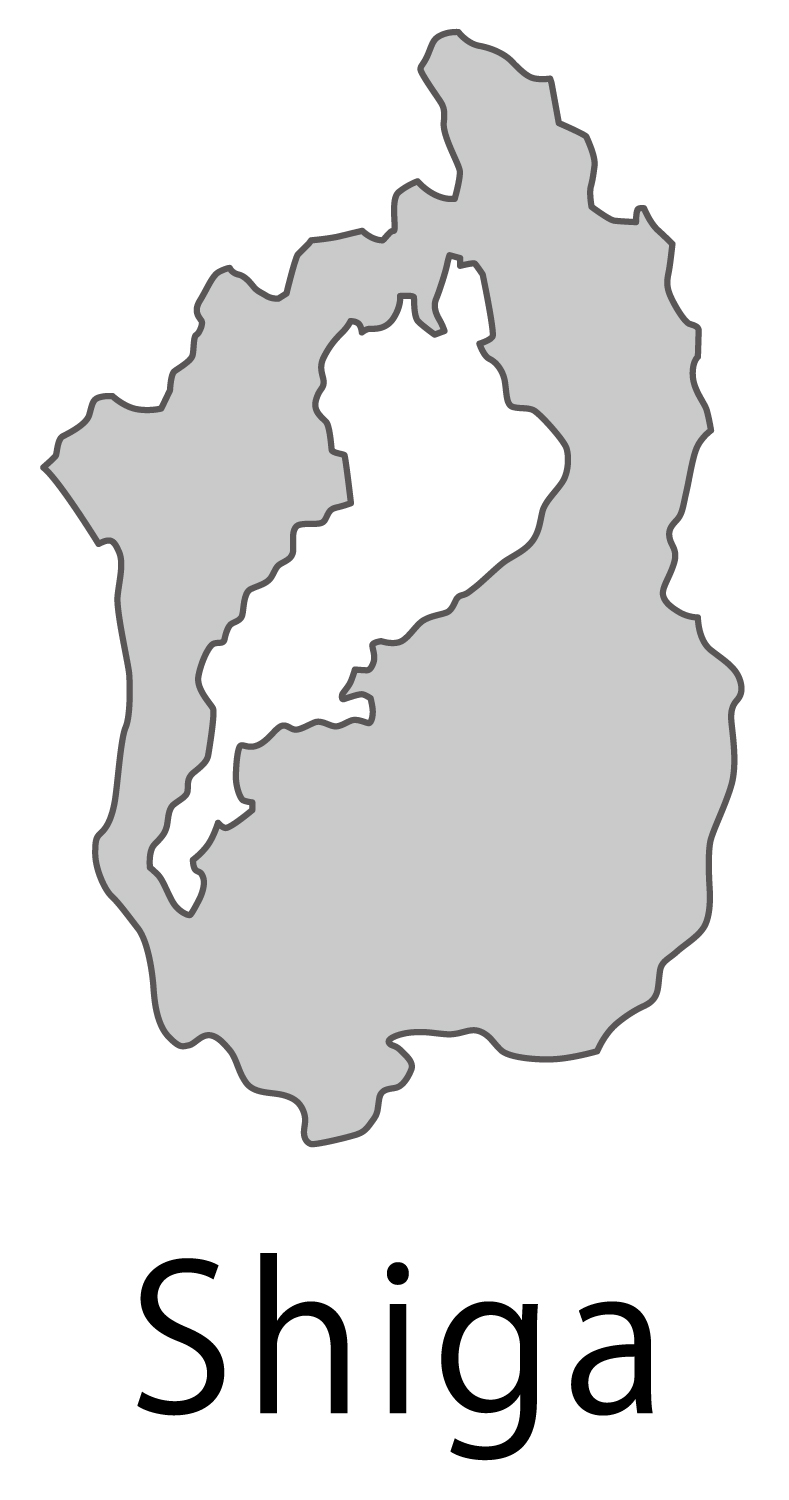 滋賀県無料フリーイラスト｜英語・都道府県名あり(グレー)