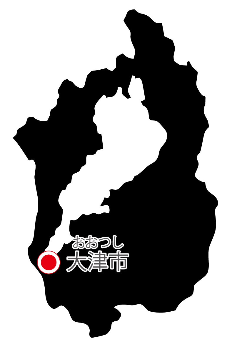 滋賀県無料フリーイラスト｜日本語・県庁所在地あり・ルビあり(黒)