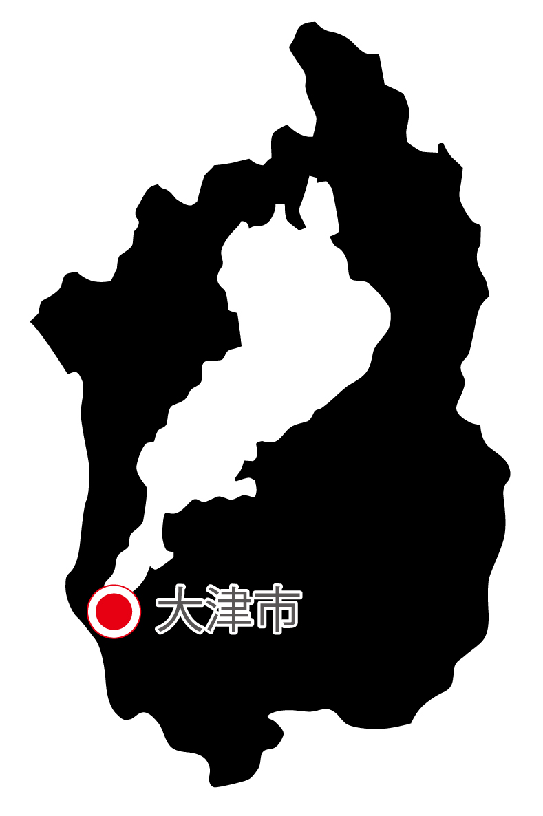 滋賀県無料フリーイラスト｜日本語・県庁所在地あり(黒)