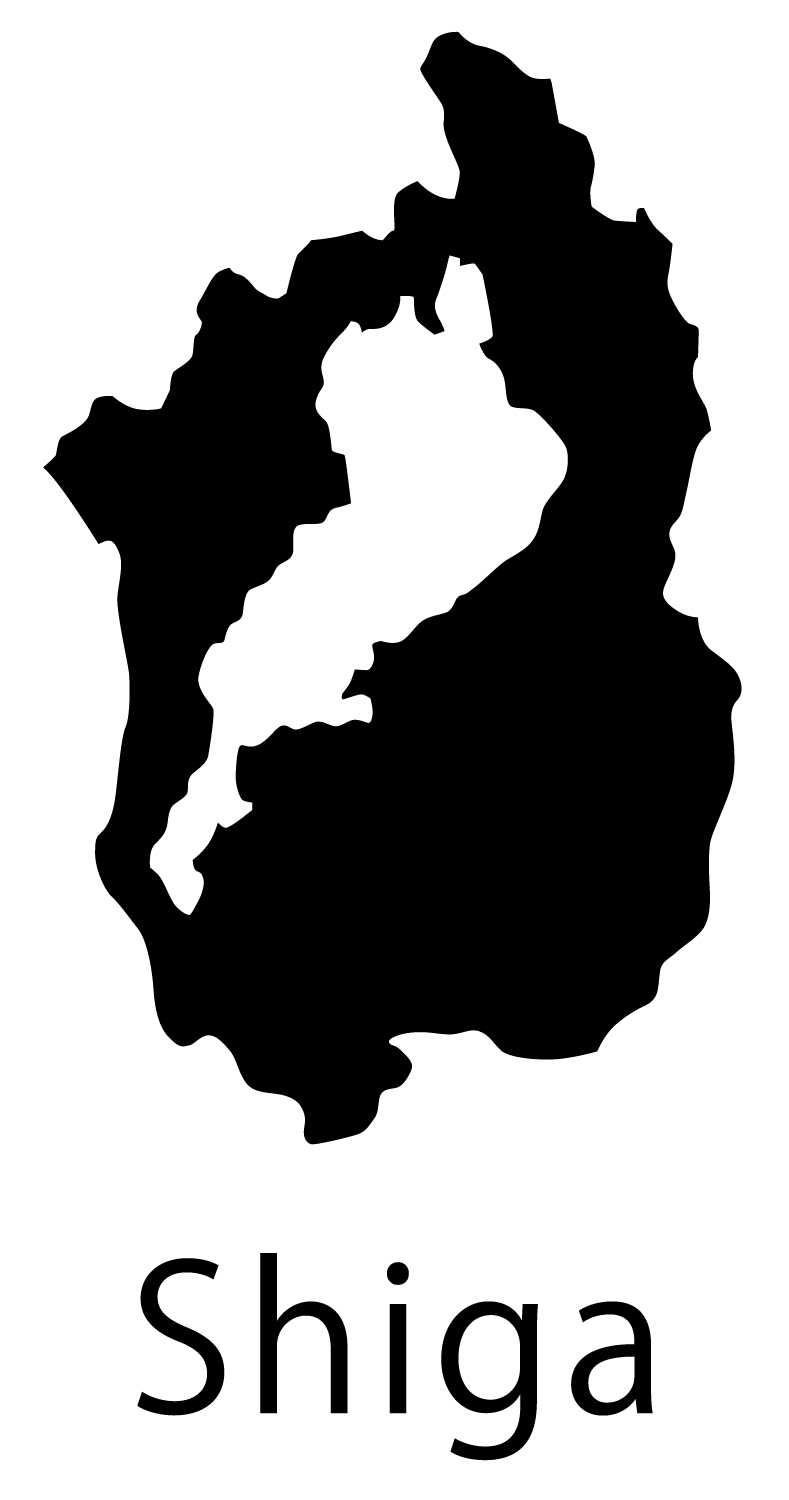 滋賀県無料フリーイラスト｜英語・都道府県名あり(黒)