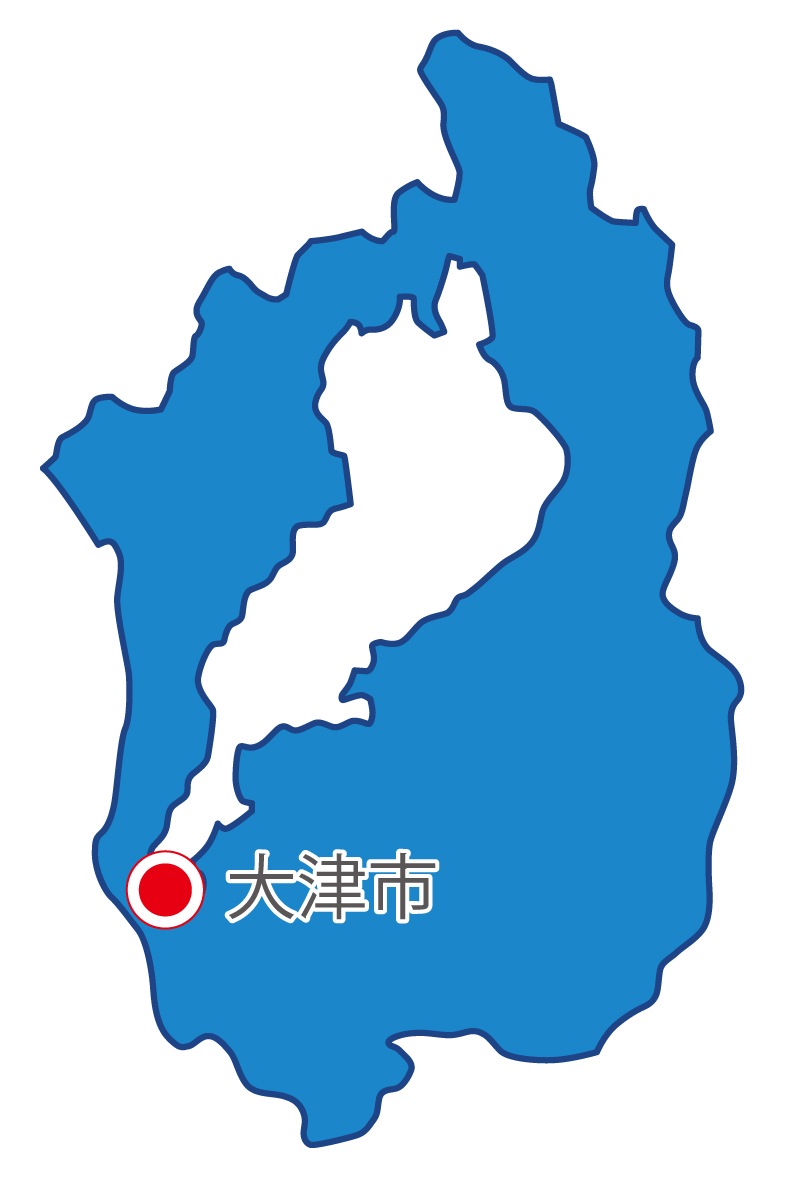 滋賀県無料フリーイラスト｜日本語・県庁所在地あり(青)