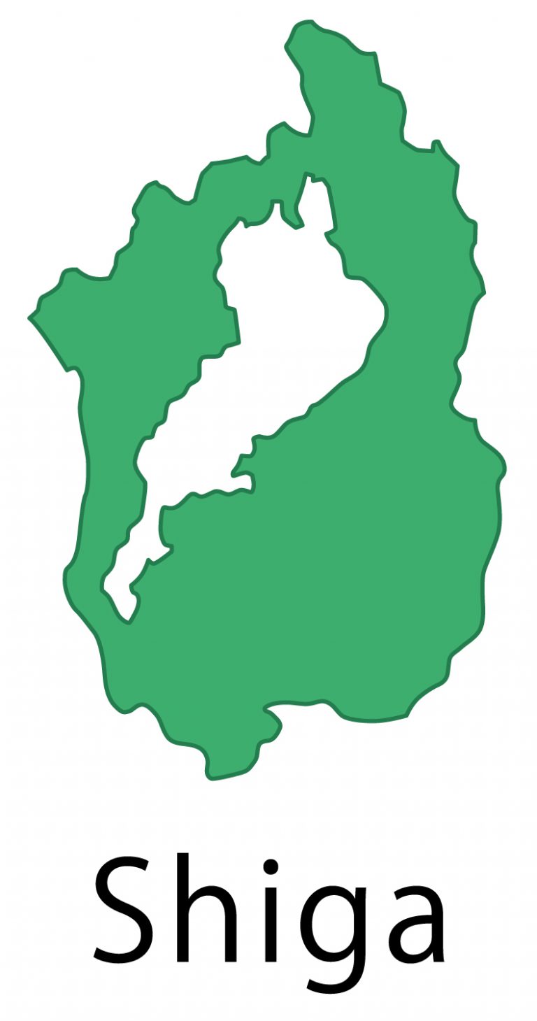 滋賀県無料フリーイラスト|英語・都道府県名あり(緑)