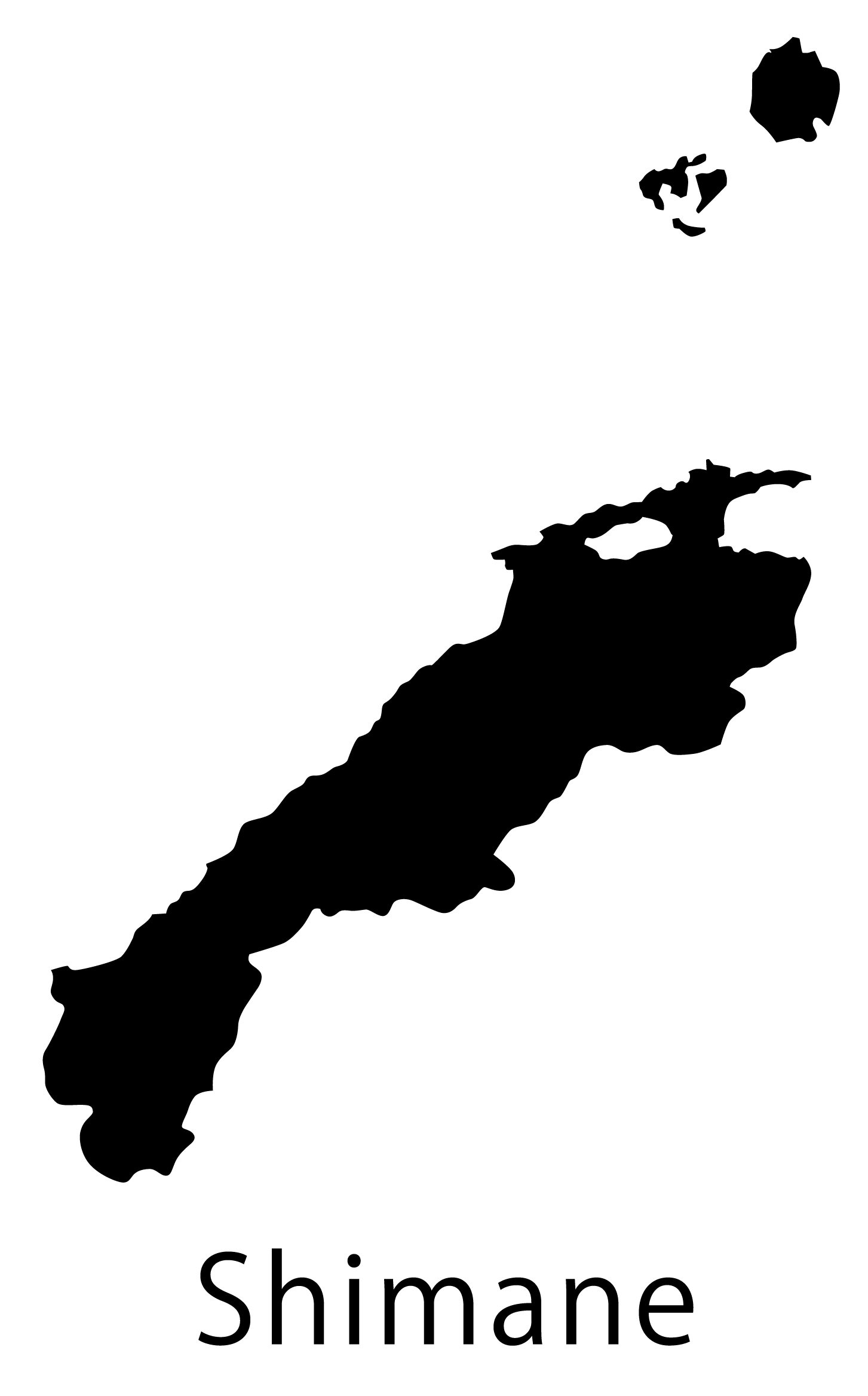 島根県無料フリーイラスト｜英語・都道府県名あり(黒)