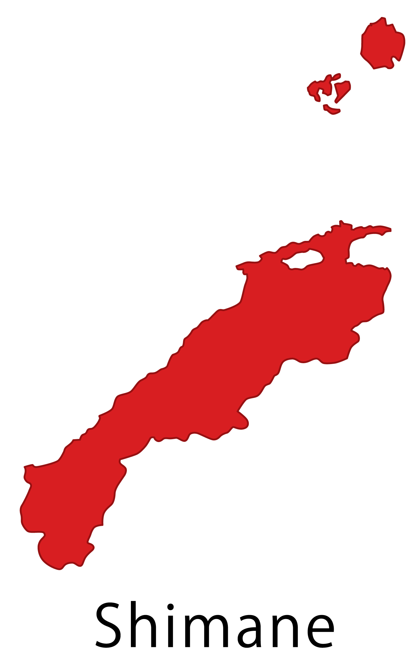 島根県無料フリーイラスト｜英語・都道府県名あり(赤)