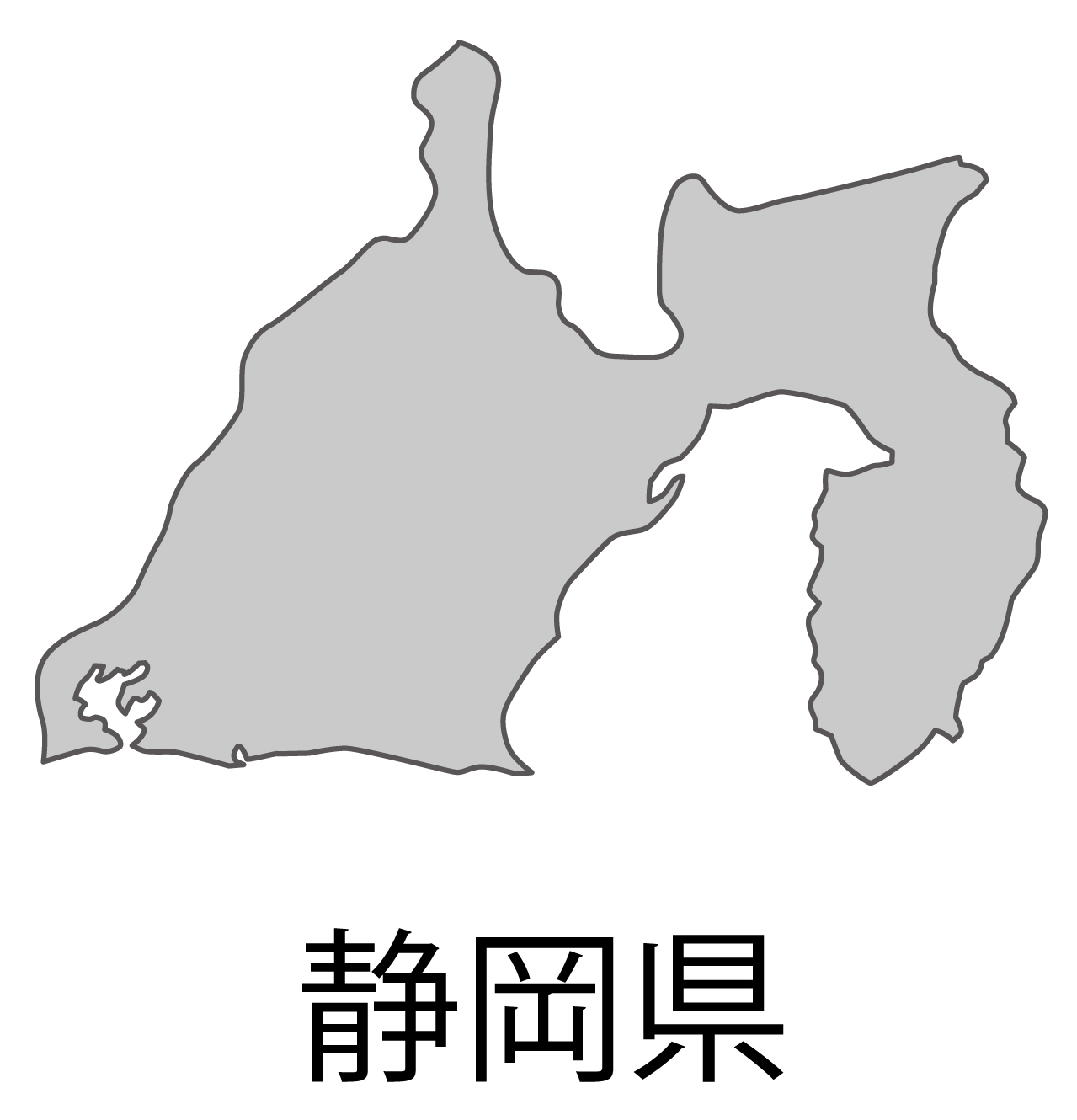 静岡県無料フリーイラスト｜日本語・都道府県名あり(グレー)
