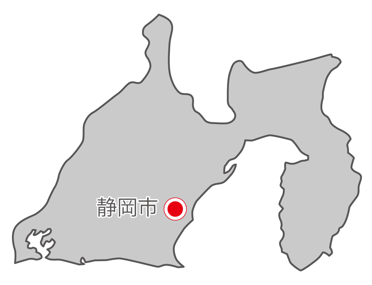 静岡県無料フリーイラスト｜日本語・県庁所在地あり(グレー)