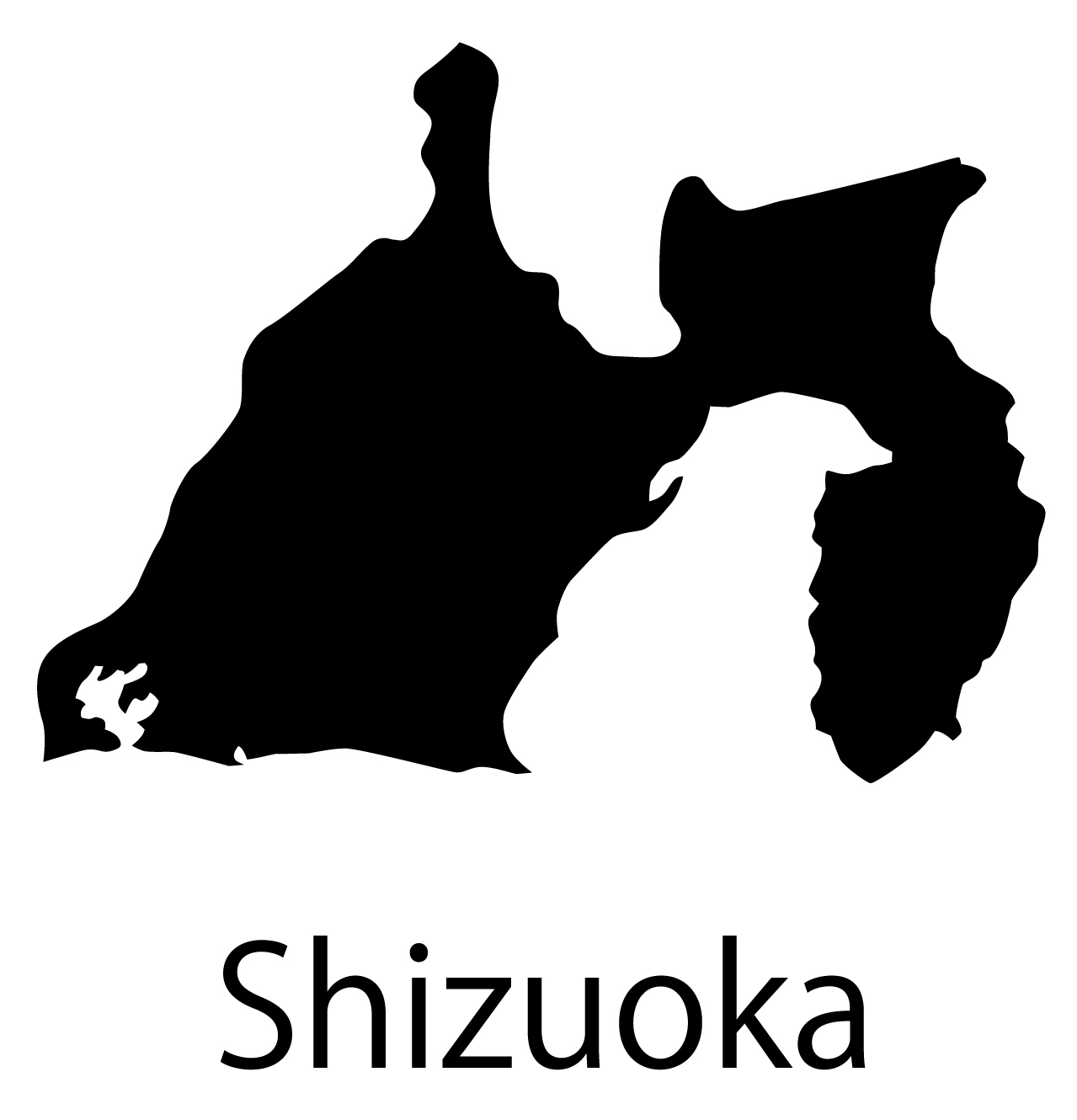 静岡県無料フリーイラスト｜英語・都道府県名あり(黒)
