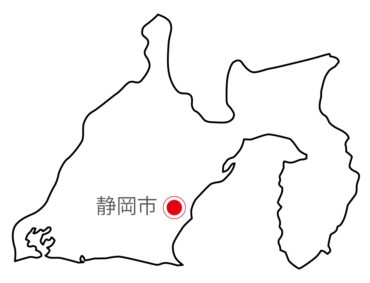 静岡県無料フリーイラスト｜日本語・県庁所在地あり(白)