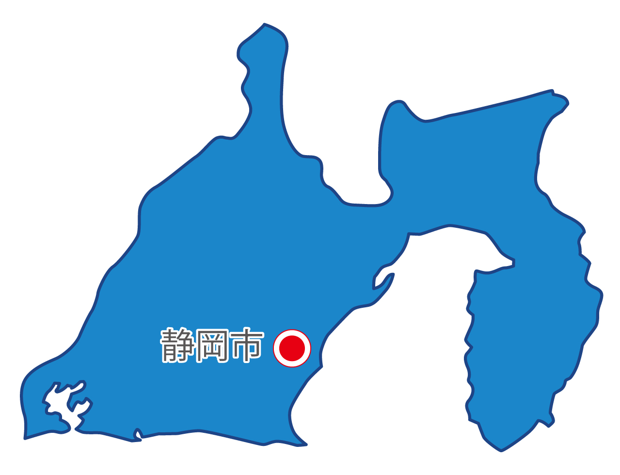 静岡県無料フリーイラスト｜日本語・県庁所在地あり(青)