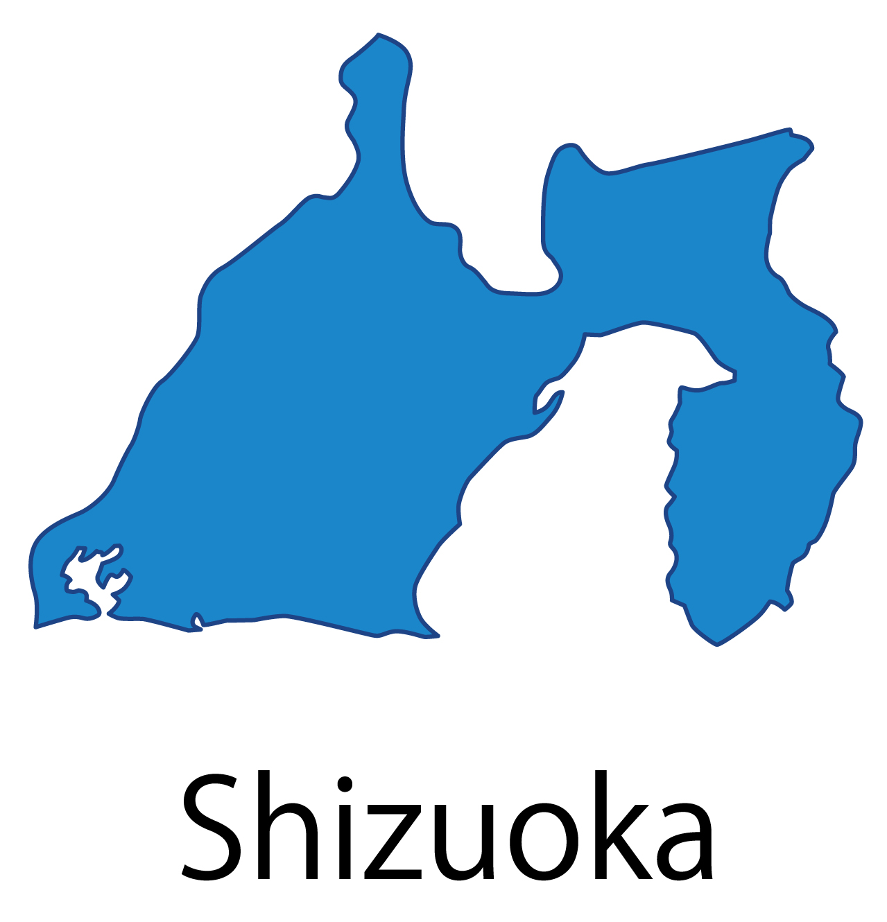 静岡県無料フリーイラスト｜英語・都道府県名あり(青)