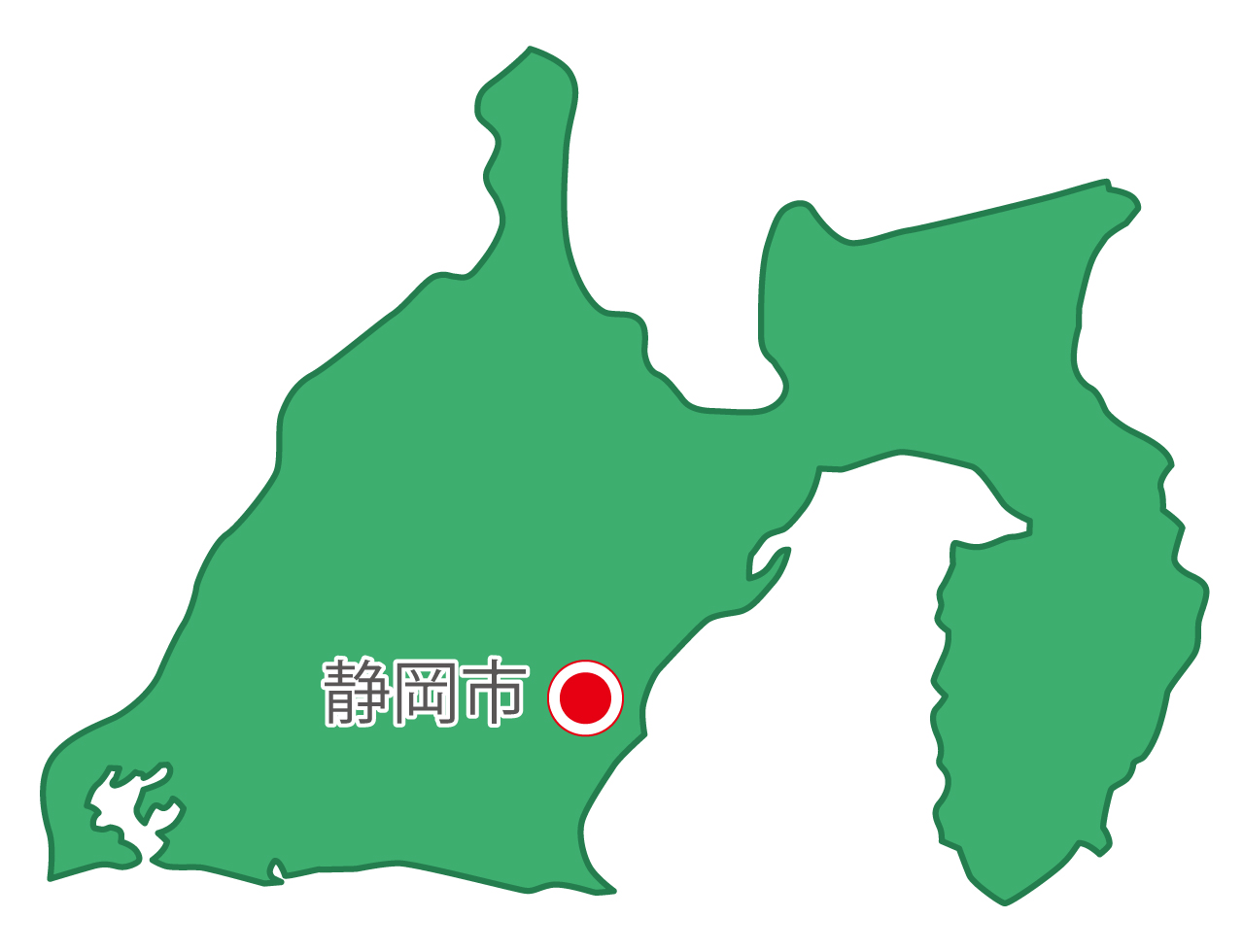 静岡県無料フリーイラスト｜日本語・県庁所在地あり(緑)