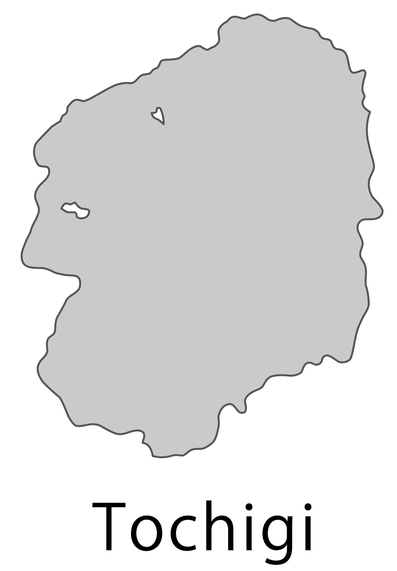 栃木県無料フリーイラスト｜英語・都道府県名あり(グレー)