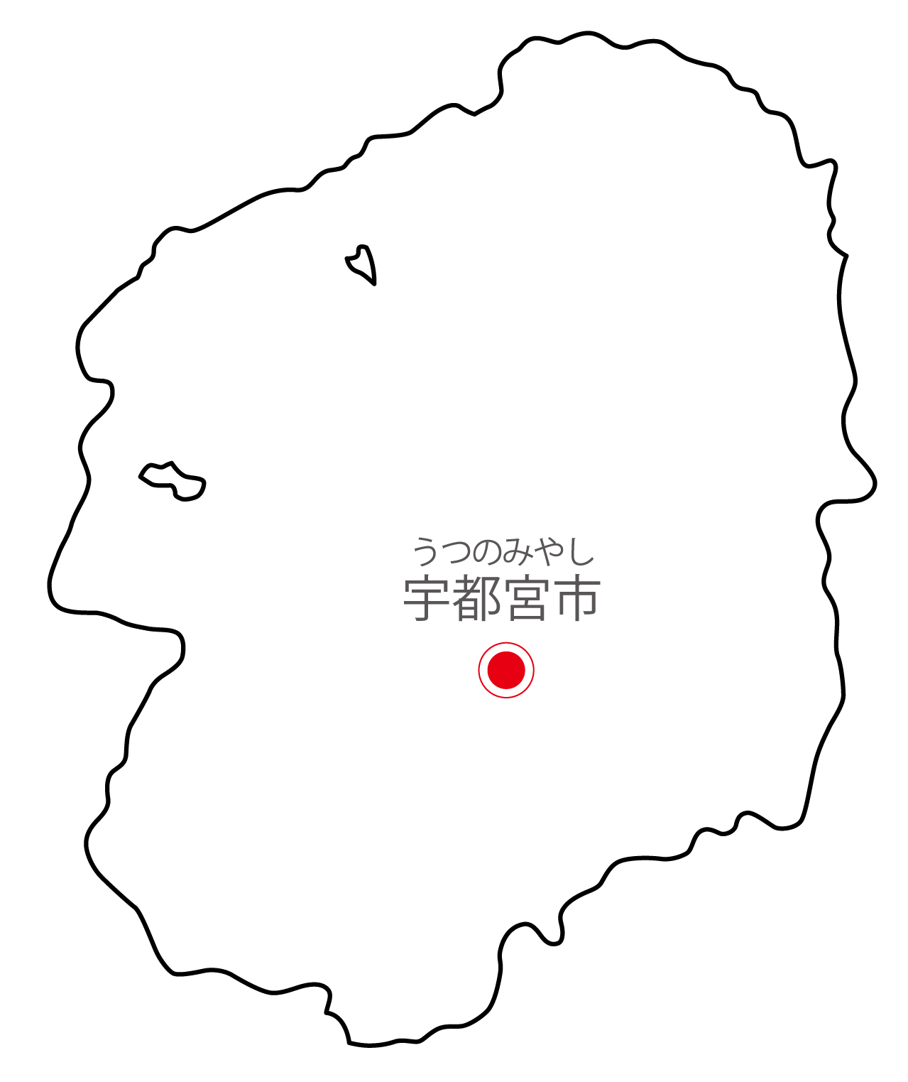 栃木県無料フリーイラスト｜日本語・県庁所在地あり・ルビあり(白)