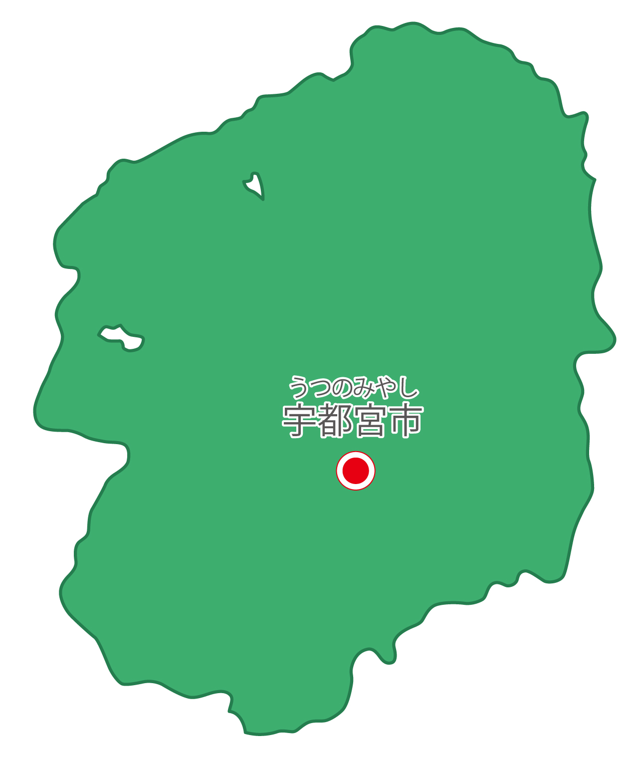 栃木県無料フリーイラスト｜日本語・県庁所在地あり・ルビあり(緑)