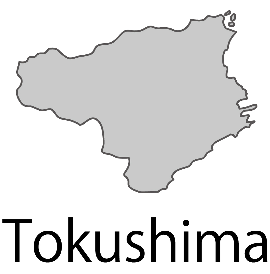 徳島県無料フリーイラスト｜英語・都道府県名あり(グレー)