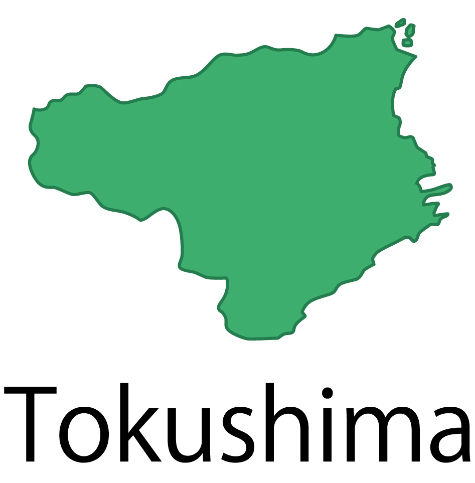 徳島県無料フリーイラスト｜英語・都道府県名あり(緑)