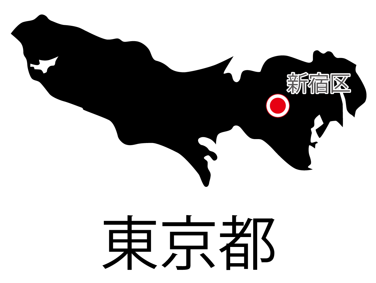東京都無料フリーイラスト｜日本語・都道府県名あり・県庁所在地あり(黒)
