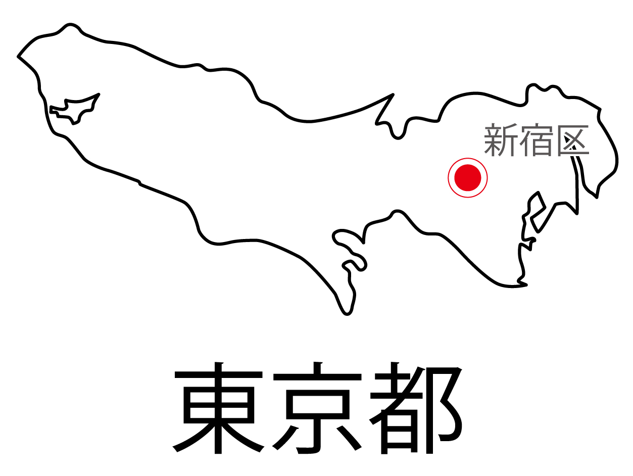 東京都無料フリーイラスト｜日本語・都道府県名あり・県庁所在地あり(白)