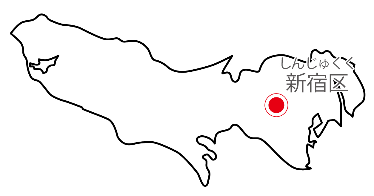 東京都無料フリーイラスト｜日本語・県庁所在地あり・ルビあり(白)