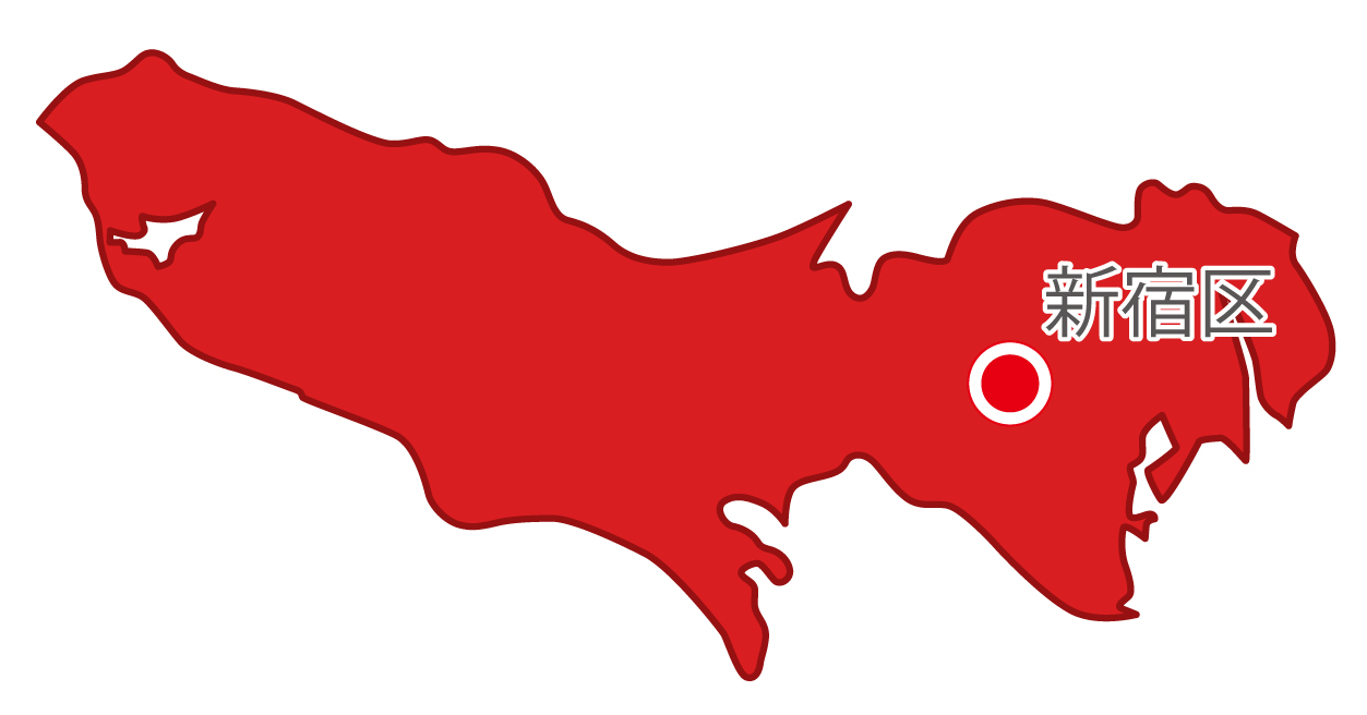 東京都無料フリーイラスト｜日本語・県庁所在地あり(赤)