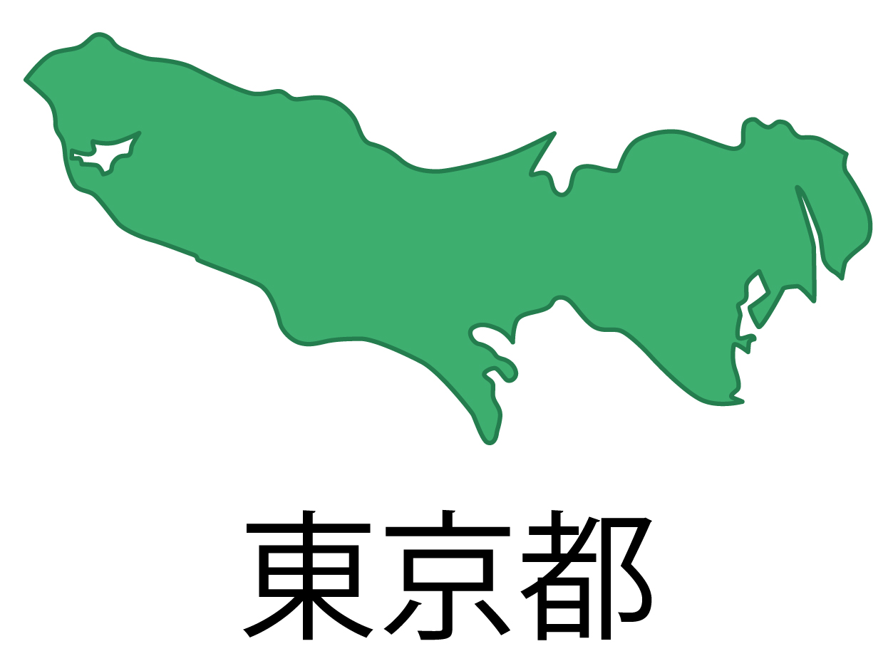 東京都無料フリーイラスト｜日本語・都道府県名あり(緑)