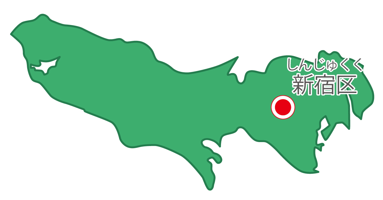 東京都無料フリーイラスト｜日本語・県庁所在地あり・ルビあり(緑)