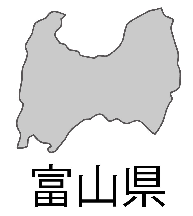 富山県無料フリーイラスト｜日本語・都道府県名あり(グレー)