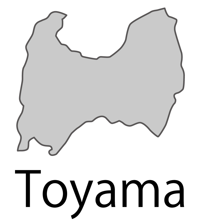 富山県無料フリーイラスト｜英語・都道府県名あり(グレー)