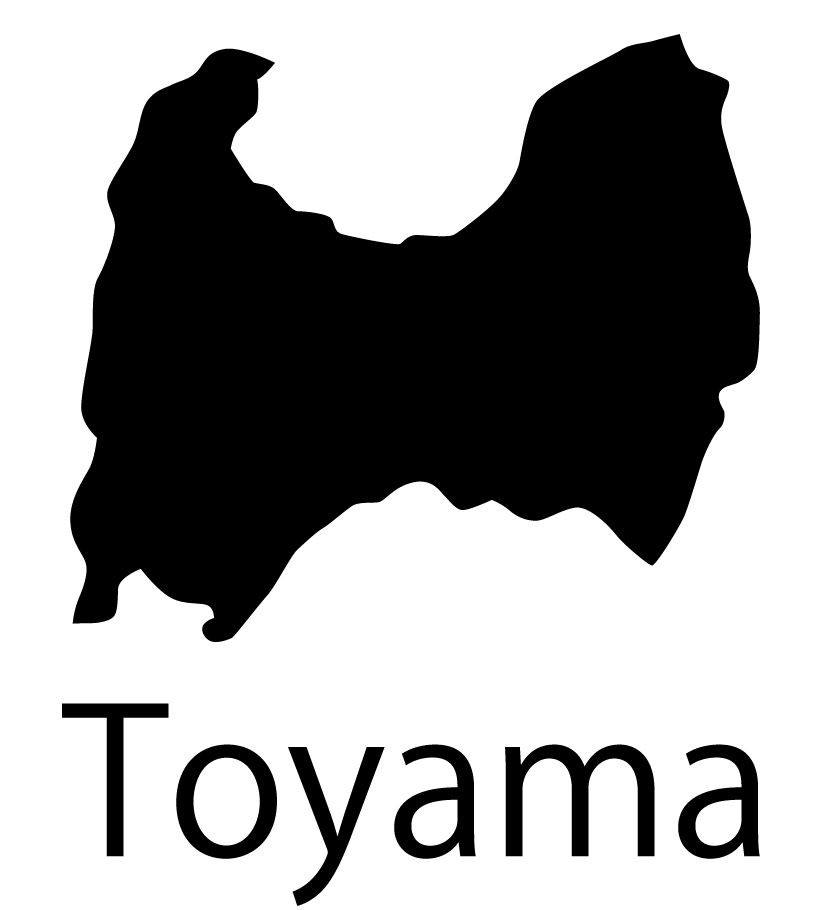 富山県無料フリーイラスト｜英語・都道府県名あり(黒)