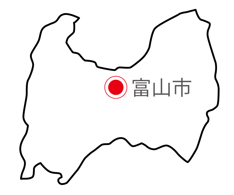 富山県無料フリーイラスト｜日本語・県庁所在地あり(白)