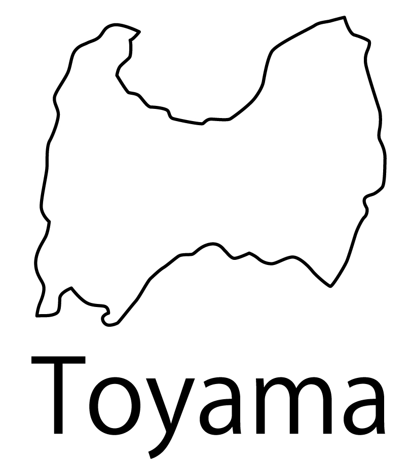富山県無料フリーイラスト｜英語・都道府県名あり(白)