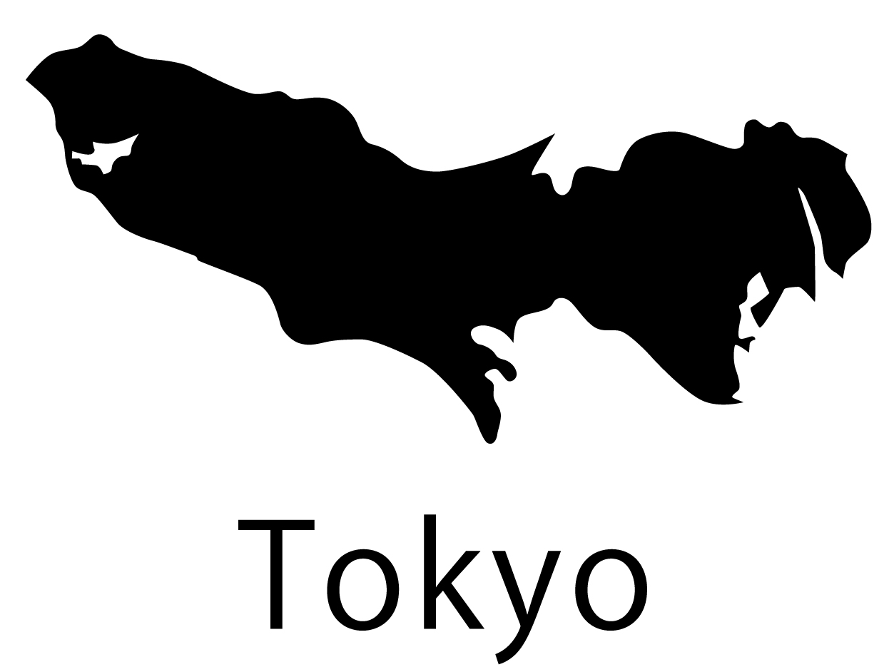 東京都無料フリーイラスト｜英語・都道府県名あり(黒)