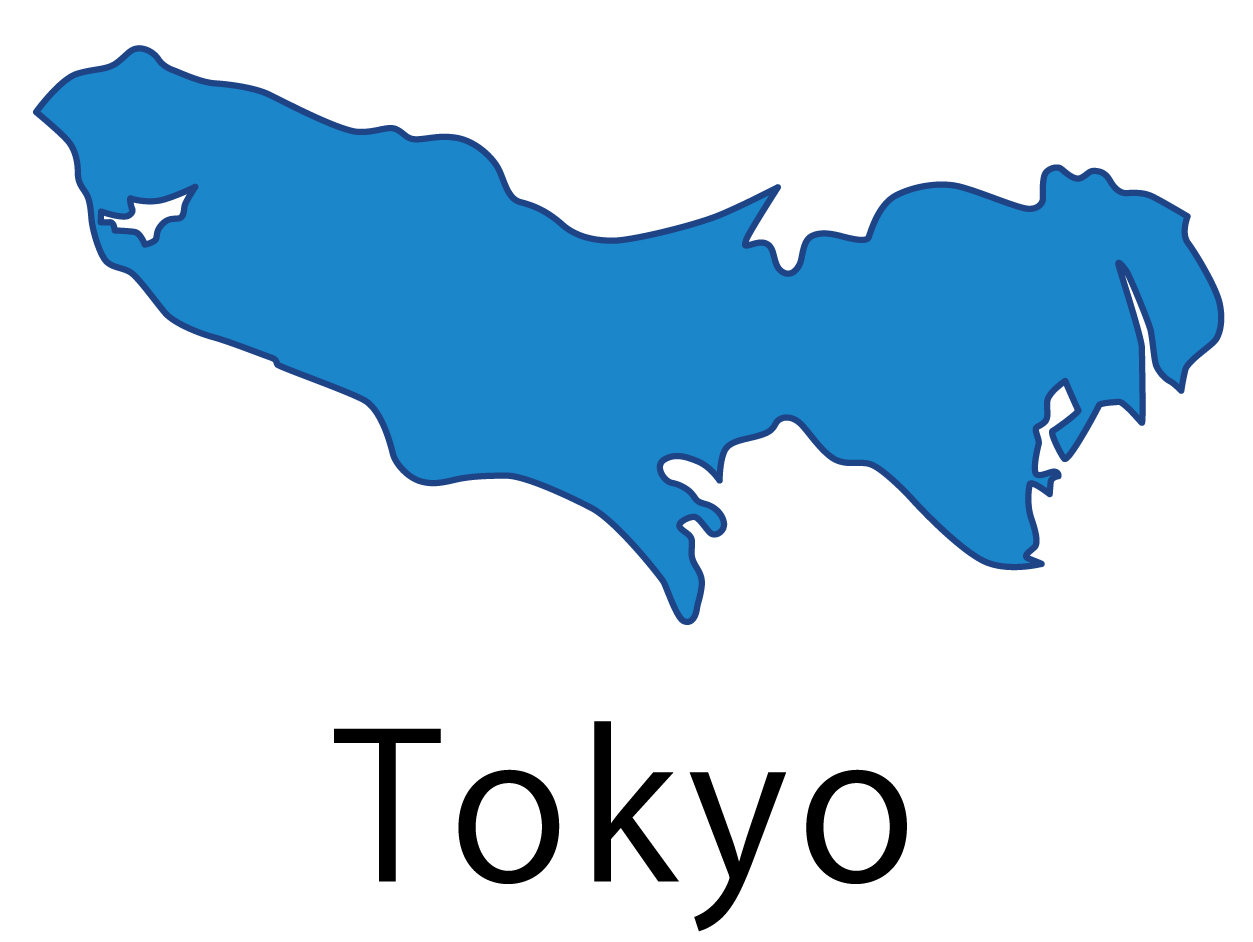 東京都無料フリーイラスト｜英語・都道府県名あり(青)