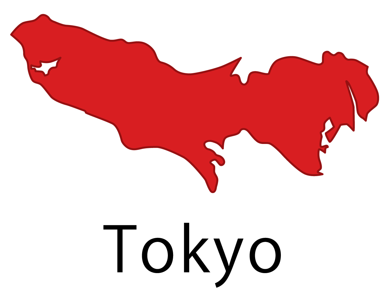 東京都無料フリーイラスト｜英語・都道府県名あり(赤)