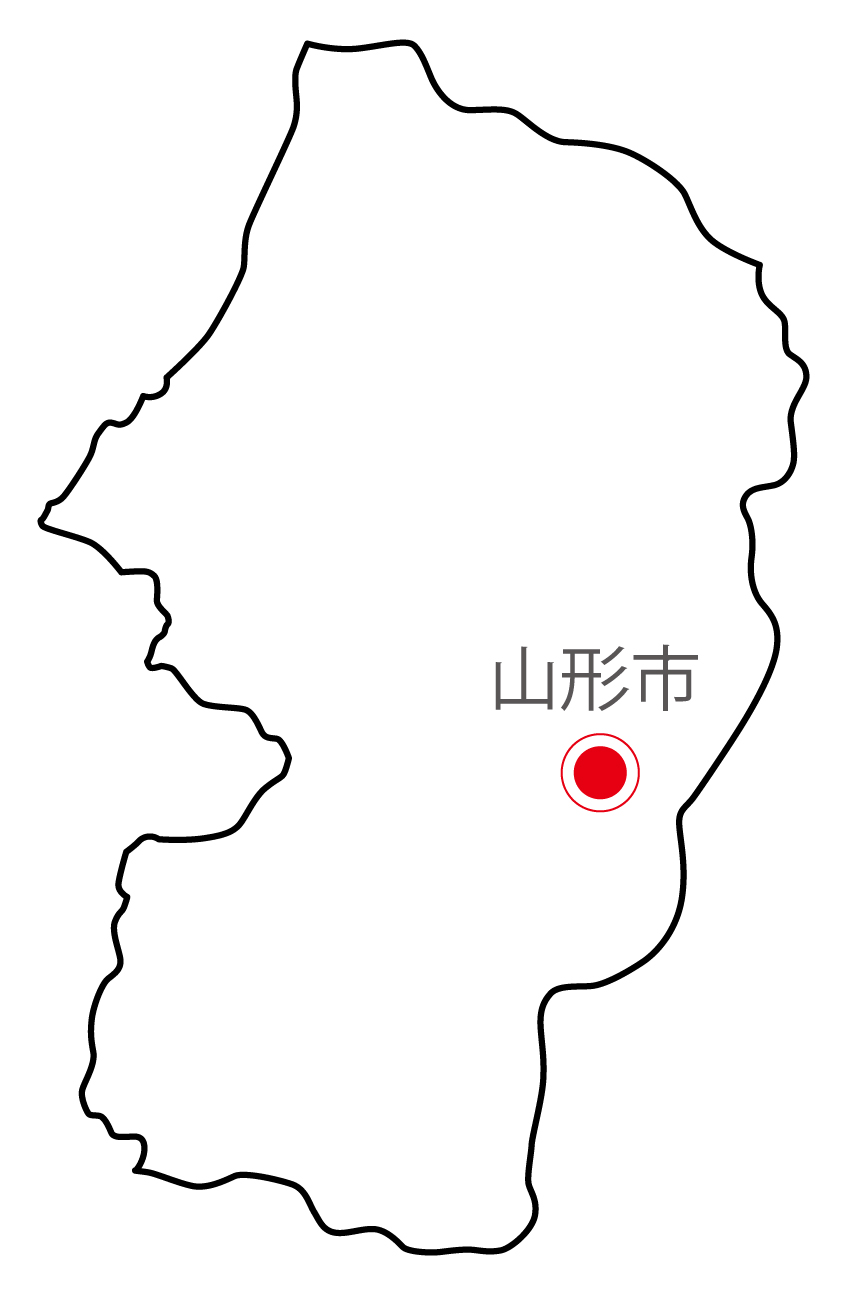 山形県無料フリーイラスト｜日本語・県庁所在地あり(白)