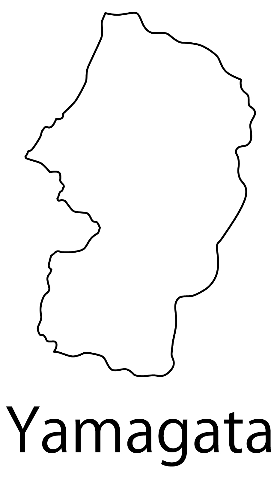 山形県無料フリーイラスト｜英語・都道府県名あり(白)