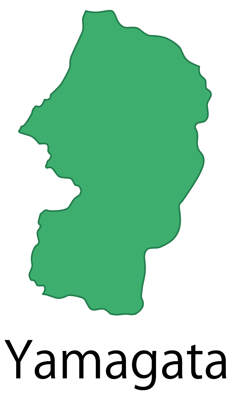 山形県無料フリーイラスト｜英語・都道府県名あり(緑)