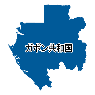 ガボン共和国無料フリーイラスト｜漢字(青)