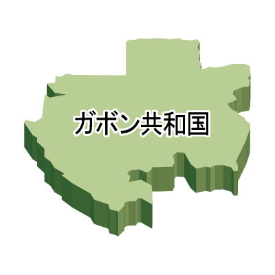 ガボン共和国無料フリーイラスト｜漢字・立体(緑)
