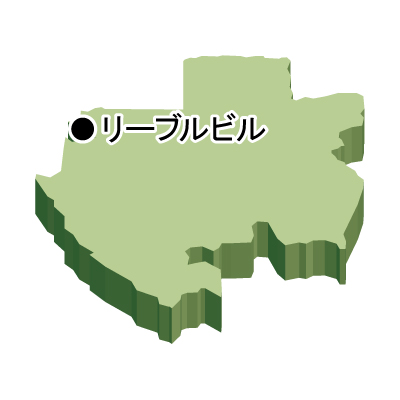 ガボン共和国無料フリーイラスト｜首都名・立体(緑)