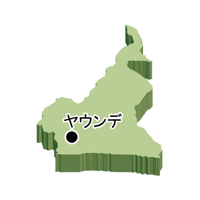 カメルーン共和国無料フリーイラスト｜首都名・立体(緑)