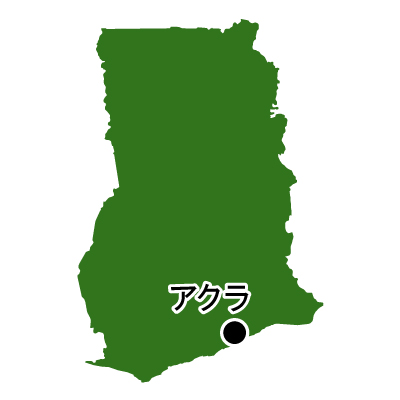 ガーナ共和国無料フリーイラスト｜首都名(緑)