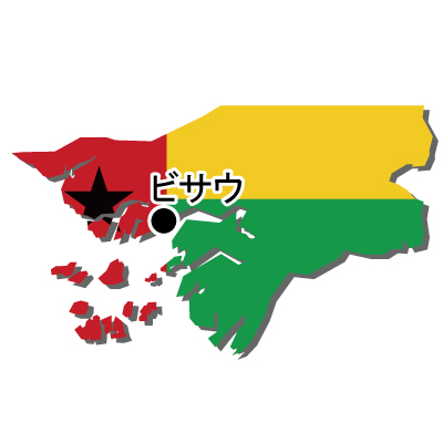 ギニアビサウ共和国無料フリーイラスト｜首都名・国旗付
